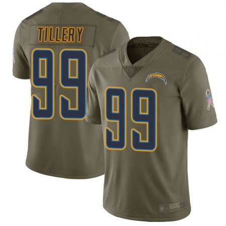 Nike Chargers #99 Jerry Tillery Olive Men's Stitched NFL Limited 2017 Salute to Service Jersey