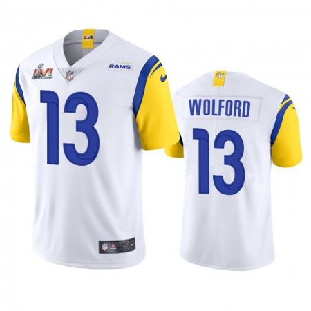 Los Angeles Rams #13 John Wolford Men's Super Bowl LVI Patch Nike Alternate Vapor Limited NFL Jersey - White