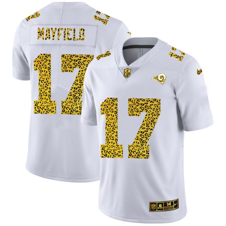 Los Angeles Rams #17 Baker Mayfield Men's Nike Flocked Leopard Print Vapor Limited NFL Jersey White