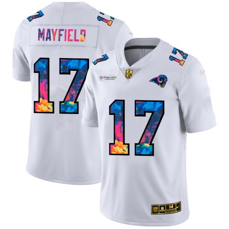 Los Angeles Rams #17 Baker Mayfield Men's White Nike Multi-Color 2020 NFL Crucial Catch Limited NFL Jersey