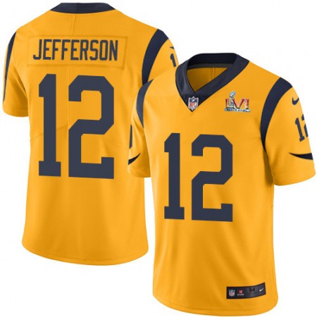 Nike Rams #12 Van Jefferson Gold Super Bowl LVI Patch Men's Stitched NFL Limited Rush Jersey