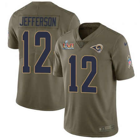 Nike Rams #12 Van Jefferson Olive Super Bowl LVI Patch Men's Stitched NFL Limited 2017 Salute to Service Jersey