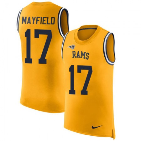 Nike Rams #17 Baker Mayfield Gold Men's Stitched NFL Limited Rush Tank Top Jersey