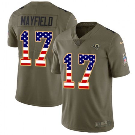 Nike Rams #17 Baker Mayfield Olive/USA Flag Men's Stitched NFL Limited 2017 Salute To Service Jersey