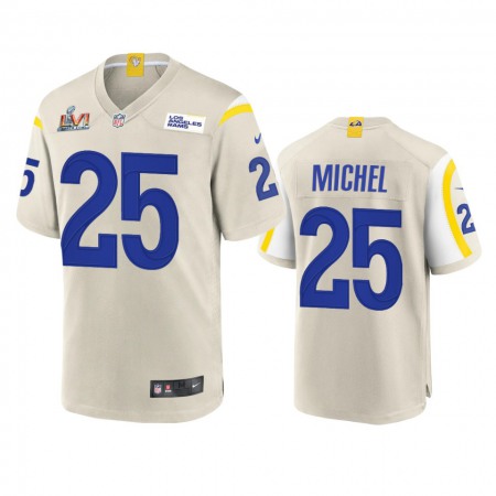 Los Angeles Rams #25 Sony Michel Men's Super Bowl LVI Patch Nike Game NFL Jersey - Bone