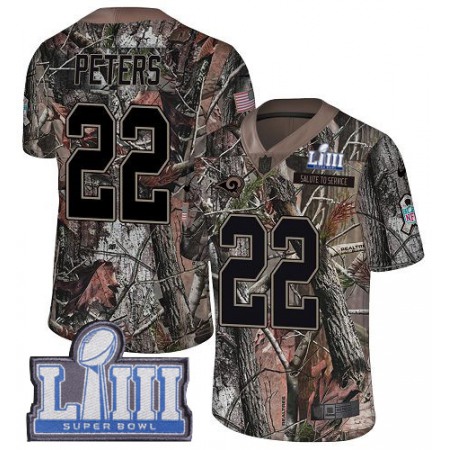 Nike Rams #22 Marcus Peters Camo Super Bowl LIII Bound Men's Stitched NFL Limited Rush Realtree Jersey