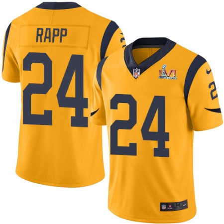 Nike Rams #24 Taylor Rapp Gold Super Bowl LVI Patch Men's Stitched NFL Limited Rush Jersey