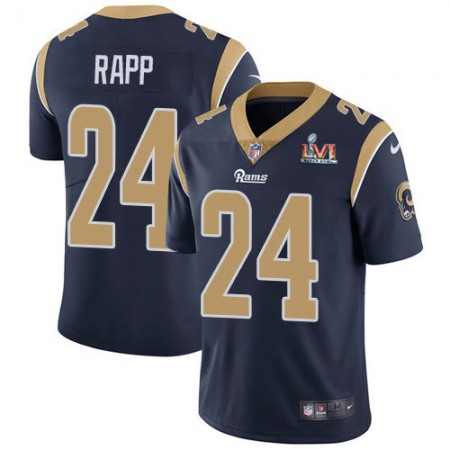 Nike Rams #24 Taylor Rapp Navy Blue Team Color Super Bowl LVI Patch Men's Stitched NFL Vapor Untouchable Limited Jersey