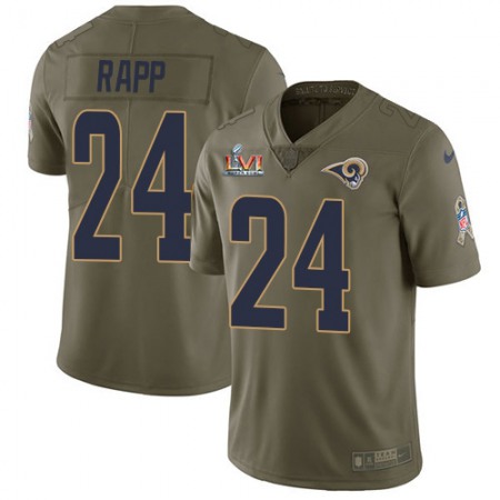 Nike Rams #24 Taylor Rapp Olive Super Bowl LVI Patch Men's Stitched NFL Limited 2017 Salute to Service Jersey