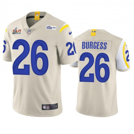 Los Angeles Rams #26 Terrell Burgess Men's Super Bowl LVI Patch Nike Vapor Limited NFL Jersey - Bone