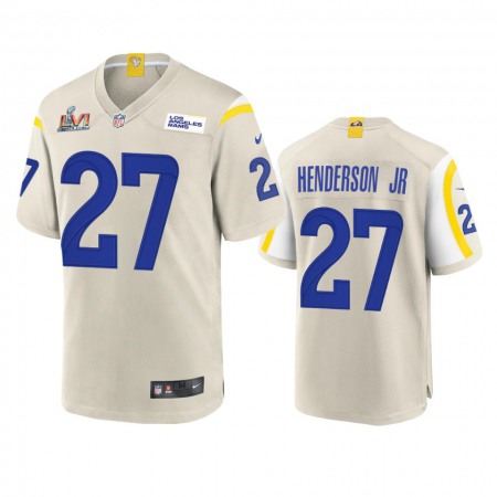 Los Angeles Rams #27 Darrell Henderson Men's Super Bowl LVI Patch Nike Game NFL Jersey - Bone