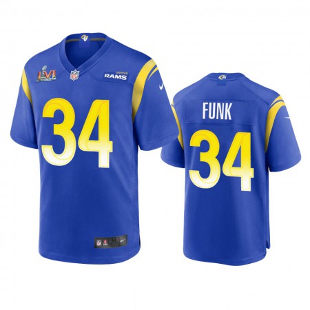 Los Angeles Rams #34 Jake Funk Men's Super Bowl LVI Patch Nike Game NFL Jersey - Royal