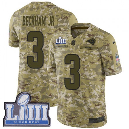 Nike Rams #3 Odell Beckham Jr. Camo Super Bowl LIII Bound Men's Stitched NFL Limited 2018 Salute To Service Jersey