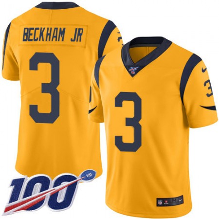 Nike Rams #3 Odell Beckham Jr. Gold Men's Stitched NFL Limited Rush 100th Season Jersey