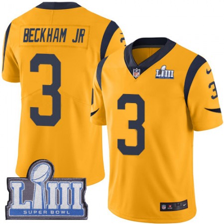 Nike Rams #3 Odell Beckham Jr. Gold Super Bowl LIII Bound Men's Stitched NFL Limited Rush Jersey