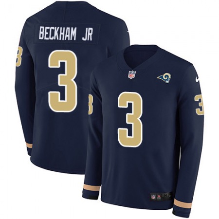 Nike Rams #3 Odell Beckham Jr. Navy Blue Team Color Men's Stitched NFL Limited Therma Long Sleeve Jersey