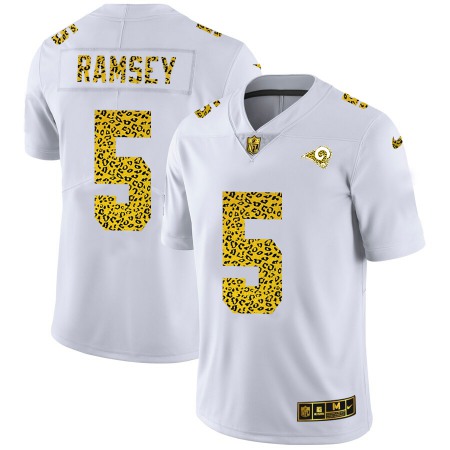 Los Angeles Rams #5 Jalen Ramsey Men's Nike Flocked Leopard Print Vapor Limited NFL Jersey White