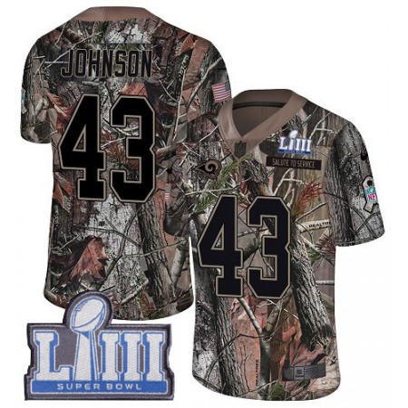 Nike Rams #43 John Johnson Camo Super Bowl LIII Bound Men's Stitched NFL Limited Rush Realtree Jersey