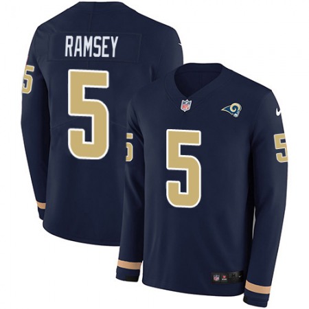 Nike Rams #5 Jalen Ramsey Navy Blue Team Color Men's Stitched NFL Limited Therma Long Sleeve Jersey