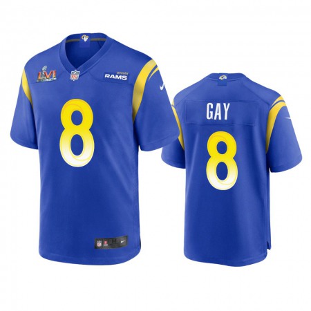 Los Angeles Rams #8 Matt Gay Men's Super Bowl LVI Patch Nike Game NFL Jersey - Royal