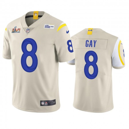 Los Angeles Rams #8 Matt Gay Men's Super Bowl LVI Patch Nike Vapor Limited NFL Jersey - Bone