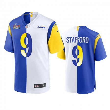 Los Angeles Rams #9 Matthew Stafford Men's Super Bowl LVI Patch Nike Royal White Split Game NFL Limited Jersey