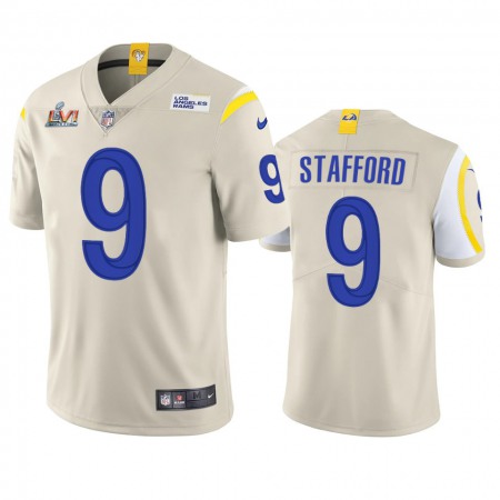 Los Angeles Rams #9 Matthew Stafford Men's Super Bowl LVI Patch Nike Vapor Limited NFL Jersey - Bone