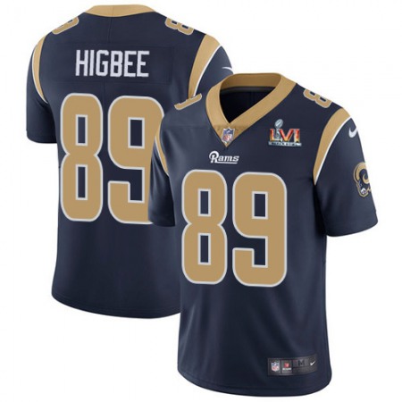 Nike Rams #89 Tyler Higbee Navy Blue Team Color Super Bowl LVI Patch Men's Stitched NFL Vapor Untouchable Limited Jersey