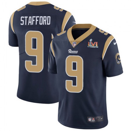 Nike Rams #9 Matthew Stafford Navy Blue Team Color Super Bowl LVI Patch Men's Stitched NFL Vapor Untouchable Limited Jersey