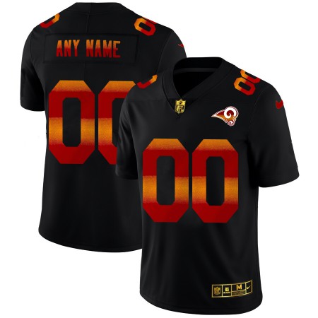 Los Angeles Rams Custom Men's Black Nike Red Orange Stripe Vapor Limited NFL Jersey