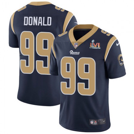 Nike Rams #99 Aaron Donald Navy Blue Team Color Super Bowl LVI Patch Men's Stitched NFL Vapor Untouchable Limited Jersey