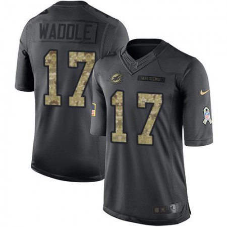 Nike Dolphins #17 Jaylen Waddle Black Men's Stitched NFL Limited 2016 Salute to Service Jersey