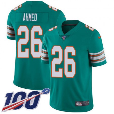 Nike Dolphins #26 Salvon Ahmed Aqua Green Alternate Men's Stitched NFL 100th Season Vapor Untouchable Limited Jersey