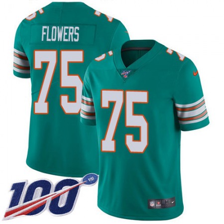 Nike Dolphins #75 Ereck Flowers Aqua Green Alternate Men's Stitched NFL 100th Season Vapor Untouchable Limited Jersey