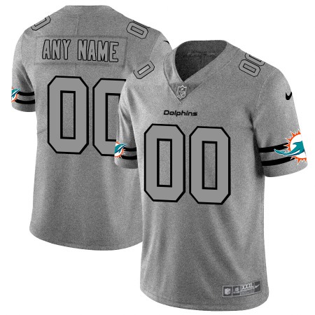 Miami Dolphins Custom Men's Nike Gray Gridiron II Vapor Untouchable Limited NFL Jersey