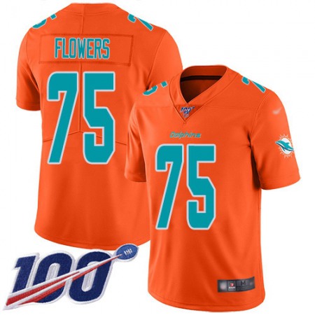 Nike Dolphins #75 Ereck Flowers Orange Men's Stitched NFL Limited Inverted Legend 100th Season Jersey