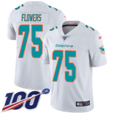 Nike Dolphins #75 Ereck Flowers White Men's Stitched NFL 100th Season Vapor Untouchable Limited Jersey