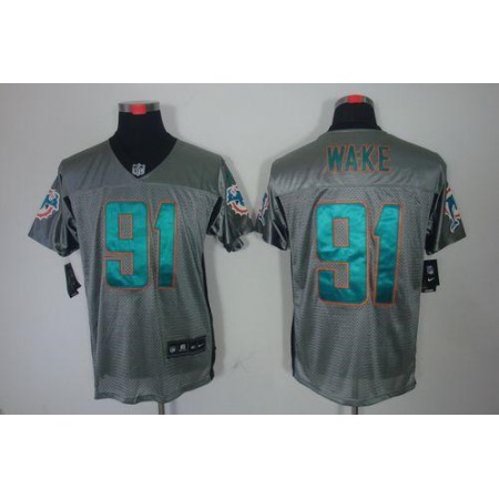 Nike Dolphins #91 Cameron Wake Grey Shadow Men's Stitched NFL Elite Jersey