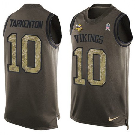 Nike Vikings #10 Fran Tarkenton Green Men's Stitched NFL Limited Salute To Service Tank Top Jersey