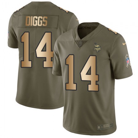 Nike Vikings #14 Stefon Diggs Olive/Gold Men's Stitched NFL Limited 2017 Salute To Service Jersey