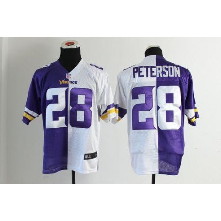 Nike Vikings #28 Adrian Peterson Purple/White Men's Stitched NFL Elite Split Jersey