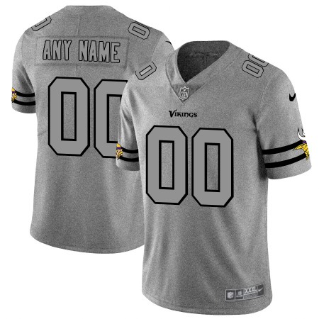 Minnesota Vikings Custom Men's Nike Gray Gridiron II Vapor Untouchable Limited NFL Jersey