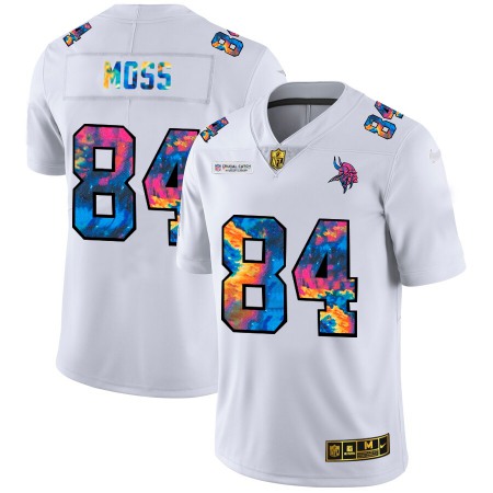 Minnesota Vikings #84 Randy Moss Men's White Nike Multi-Color 2020 NFL Crucial Catch Limited NFL Jersey