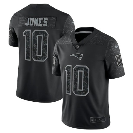 New England Patriots #10 Mac Jones Black Men's Nike NFL Black Reflective Limited Jersey