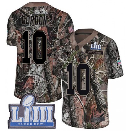 Nike Patriots #10 Josh Gordon Camo Super Bowl LIII Bound Men's Stitched NFL Limited Rush Realtree Jersey