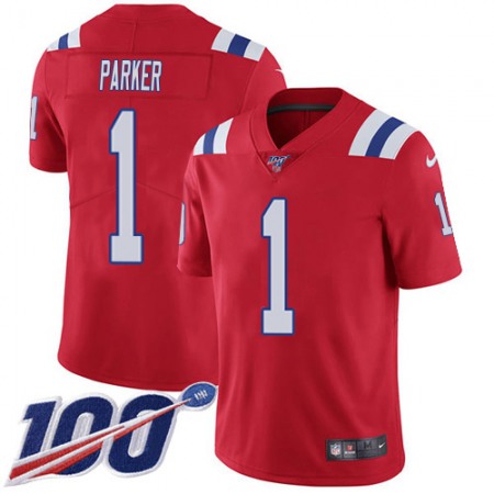 Nike Patriots #1 DeVante Parker Red Alternate Men's Stitched NFL 100th Season Vapor Limited Jersey