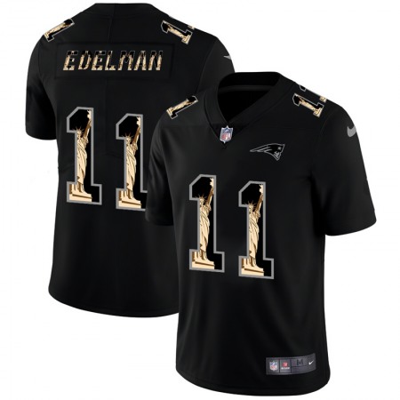 New England Patriots #11 Julian Edelman Carbon Black Vapor Statue Of Liberty Limited NFL Jersey