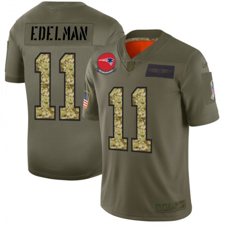 New England Patriots #11 Julian Edelman Men's Nike 2019 Olive Camo Salute To Service Limited NFL Jersey