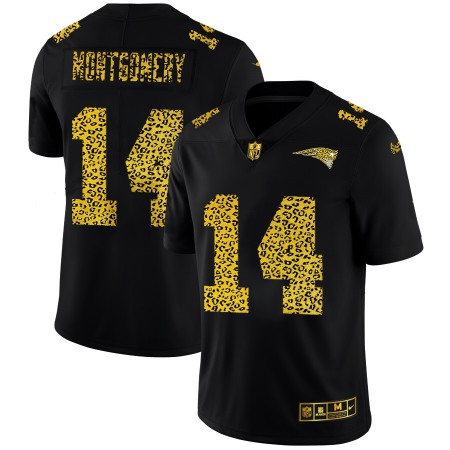 New England Patriots #14 Ty Montgomery Men's Nike Leopard Print Fashion Vapor Limited NFL Jersey Black