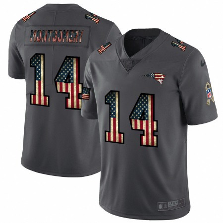 New England Patriots #14 Ty Montgomery Nike 2018 Salute to Service Retro USA Flag Limited NFL Jersey